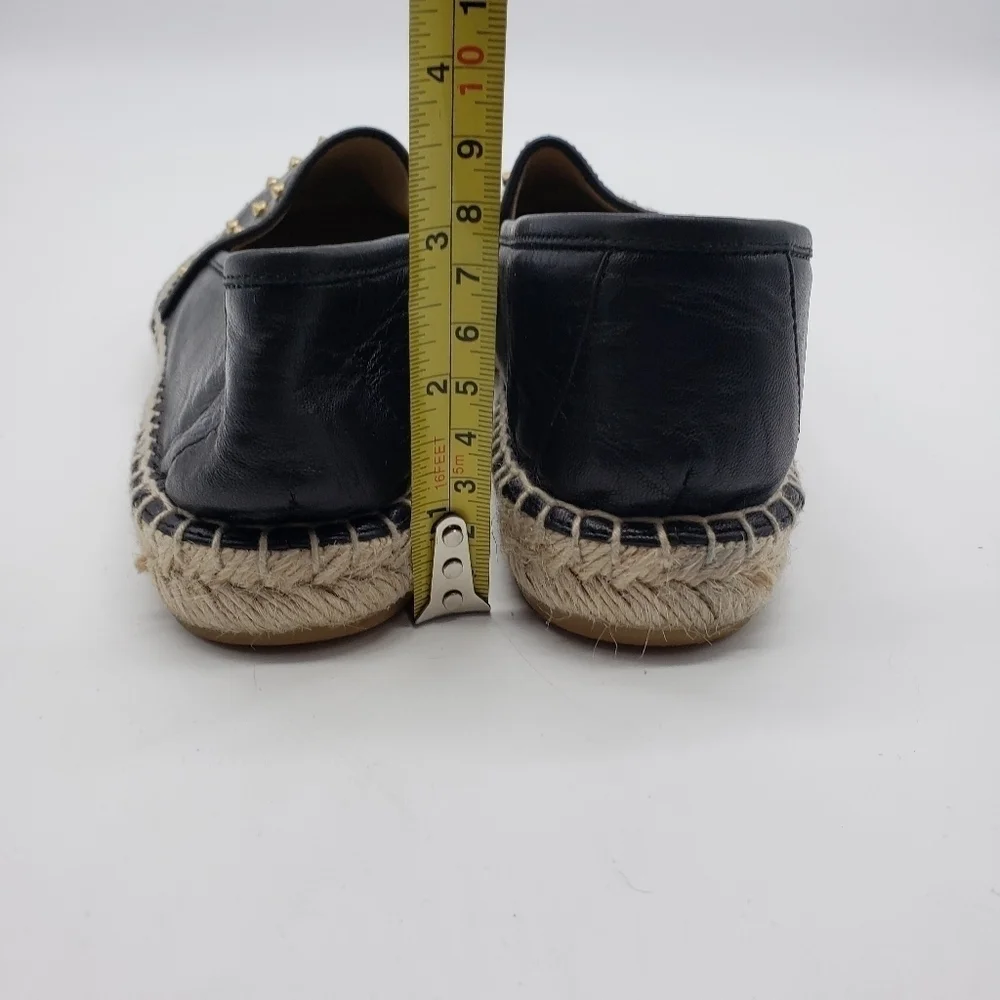 CosmoParis black leather gold studded espadrille shoes Women EU 38 Made in Spain